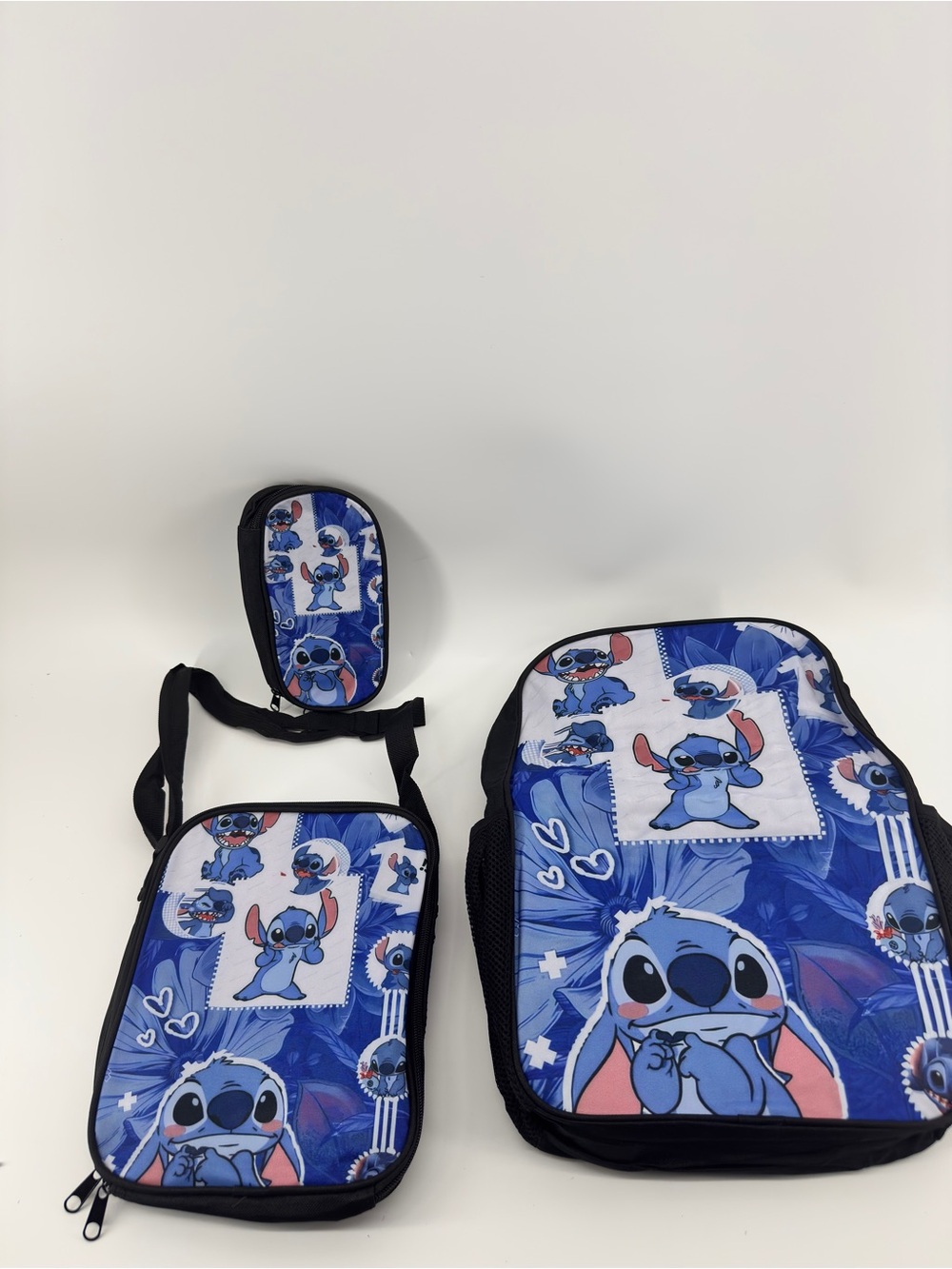 Disney Blue Lilo & Stitch Kids Backpack, Lunch Bag & Pouch Set